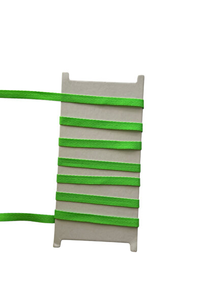 kalben accessories 1Cm-Neon Green Narrow Woven Ribbon Herringbone Extrafoam Width 1 cm - Length 20 Meters