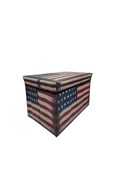 ABS Folding storage box with lid, 50x30x30 cm, flag print
