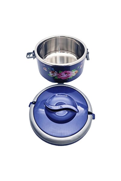 ABS Thermal food container, blue & gray, floral pattern, 2.5 L