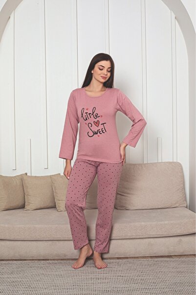 Ercan SET DE PIJAMĂ CU MÂNĂ LUNGĂ CU DETALII IMPRIMATE PENTRU FEMEI