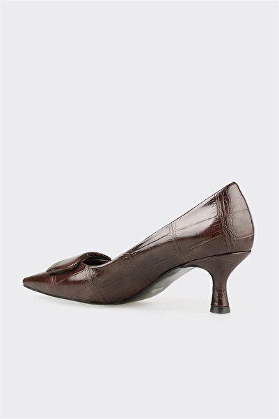 Elle Shoes Kahve Kadın Orta Topuk Ayakkabı