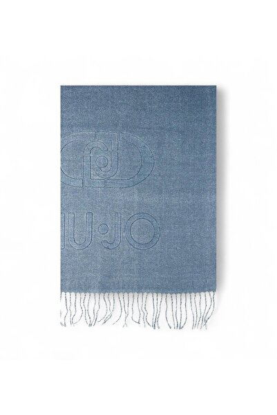 Liu Jo Women's Embossed Logo Patterned Blue Shawl & Scarf & Foulard 2f5023t0300-71502