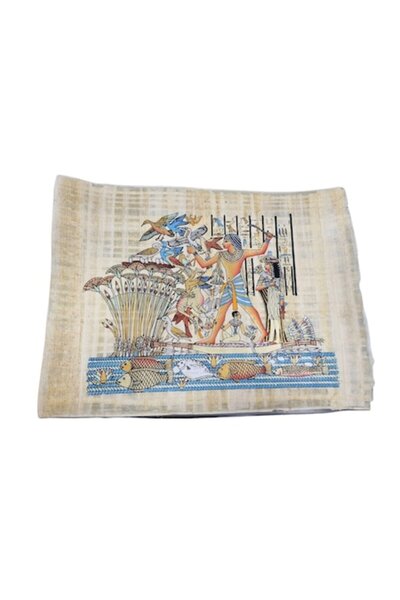 ABS Tablou 43X31 cm, pictat manual, stil egiptean, hârtie papirus, I41