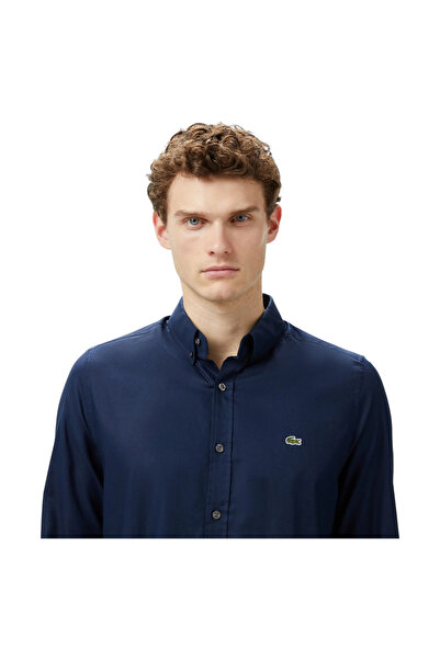 Lacoste Men's Slim Fit Button-Down Collar Navy Blue Shirt Ch0342.42L