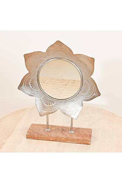 Lifestyle مرآة ديكورية على شكل زهرة منحوتة منزلية - 35×50 سم