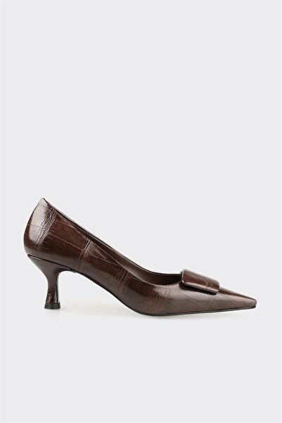 Elle Shoes Kahve Kadın Orta Topuk Ayakkabı