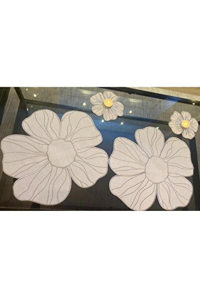 İNCİ ÇEYİZ 4 Pieces First Quality Linen Bloom Floral Pattern Embroidered American Serviette and Presentation Napkin