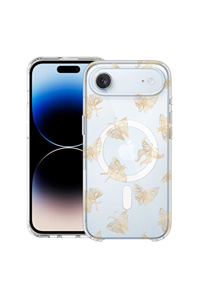bestcase Carcasă antișoc MagSafe TPU pentru Apple iPhone 17 Air, fluture auri...