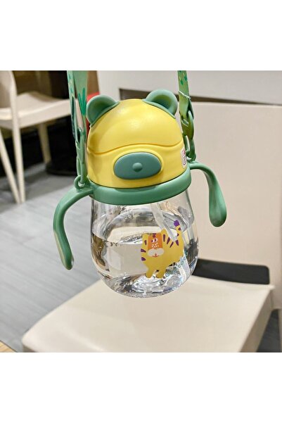 Kiesa 250ml Bpa-Free Baby Water Bottle with Straw Ear-Shaped Handle Soft Straw Baby Water Bottle Baby Feeding Bottle Water Bottle