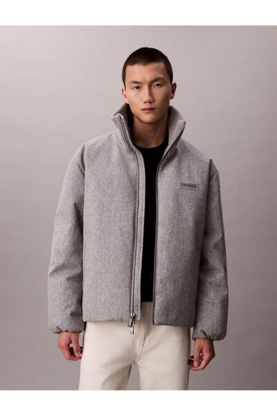 Calvin Klein LS MELANGE RIB NECK WOOL PUFFER