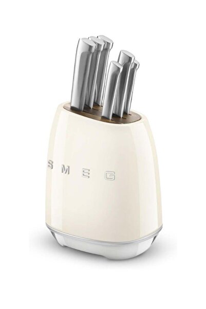 SMEG Smeg, KBSF02CR Knife Block, 6 Knives Included in Stainless Steel, Stainless Steel Block Body and Kni