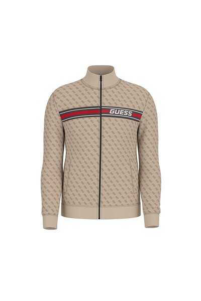 Guess Korbin Cotton Jacquard Logo Printed Regular Fit Stand Collar Sweat Z2Bq06K7122 Men's Sweat Z2Bq06