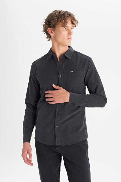 WRANGLER %100 Pamuk Regular Fit Normal Kesim Klasik Yaka Cepli Kadife Gömlek