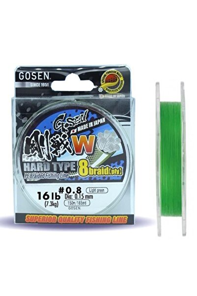 GOSEN W8 Hard İp Misina 150mt. PE 0.8 0.153mm 16lb/7.3kg A.Yeşil