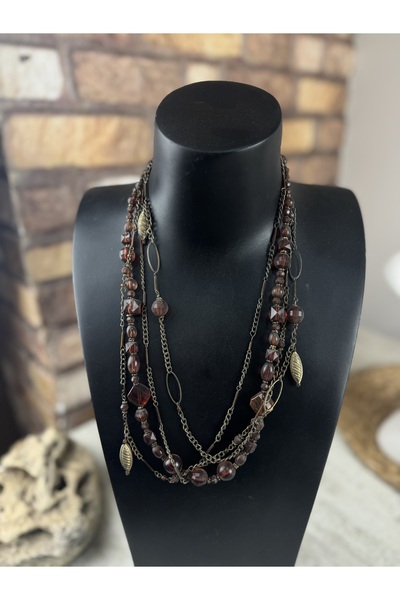 SEDEF TAKI Vintage charmlı kahve taşlı kolye