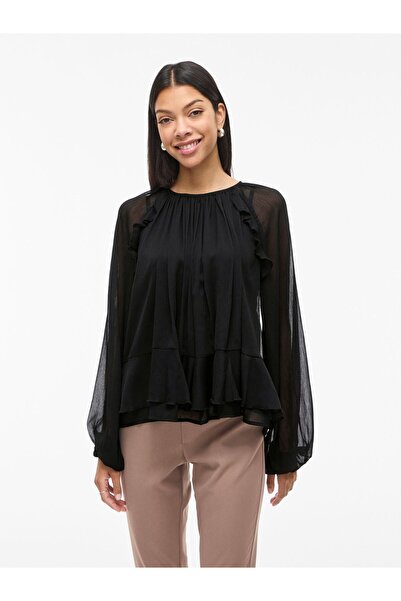 VILA Oberteil mit langen Ärmeln VIHELA Rundhals