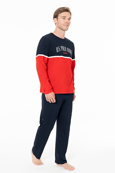 U.S. Polo Assn. Men's Crew Neck Long Sleeve Pajama Set S26952 Comfortable Fabric with Pockets