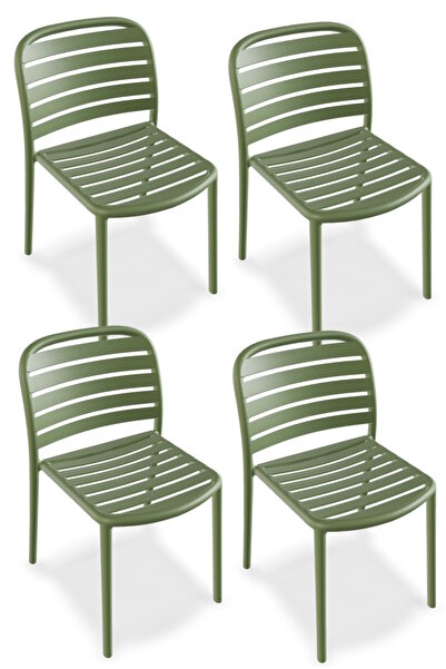 Papatya Tarabya Sandalye Açık Yeşil 4lü Paket - Plastik Bahçe Balkon Mutfak S...