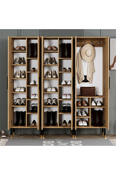 Kalender Dekor Demet-1-3-3 Ayaklı Aynalı Ayakkabılık Portmanto Vestiyer