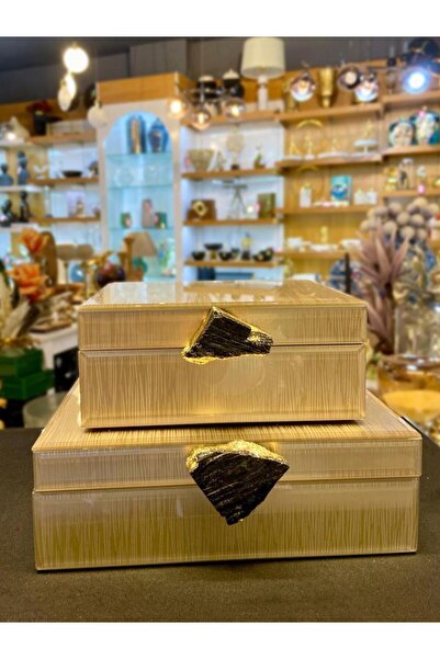 ÇIRPAN EV Mink Natural Stone 2-Piece Decorative Box