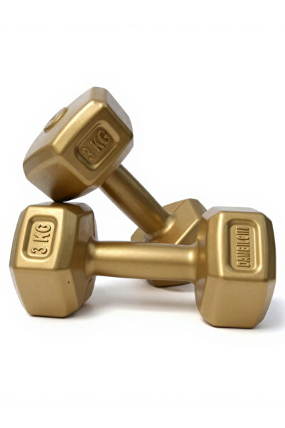 Mocca Style Delüx Altın Renkli Dambıl Seti 3 Kg X 2 Adet