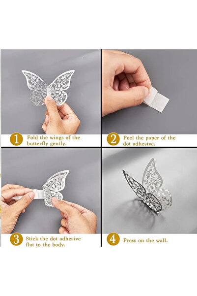 OEM 3D stickers with golden butterflies, 12 pcs.