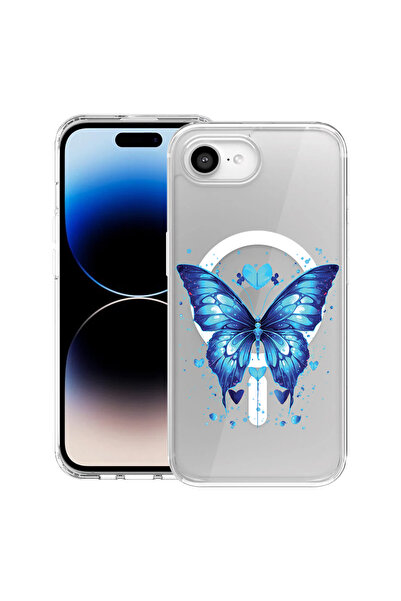 bestcase MagSafe Anti Shock TPU калъф за Apple iPhone 16e, син, пеперуда, 198...