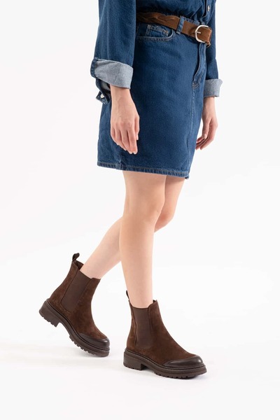 Louis Cardy Γυναικείες μπότες από δέρμα καφέ σουέντ Manu