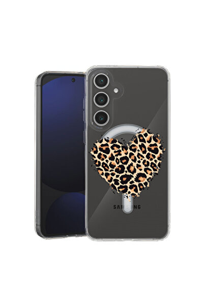 bestcase MagSafe антишоков TPU калъф за Samsung Galaxy A35, леопардово сърце,...