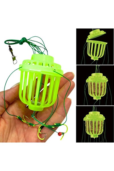 iUni Rybářská montáž se 6 háčky, košíkem na návnadu, pastovou návnadou nebo umělým planktonem, 6,5x5,5x5,5 cm