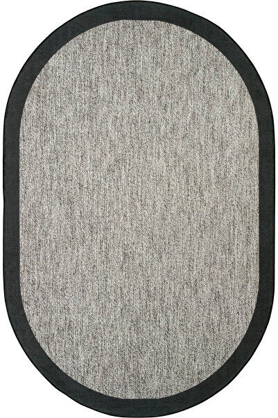 Sisal Halı Pratico Gri Oval Mutfak Halısı Sisal Görünümlü Makinede Yıkanan Ka...