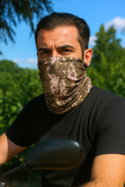 Sticker Works قناع بوف بنمط التمويه الأخضر للدراجين، غطاء رقبة للأنشطة الخارج...