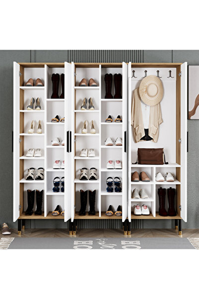 Kalender Dekor Demet-1-3-3 Ayaklı Aynalı Ayakkabılık Portmanto Vestiyer