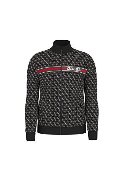 Guess Korbin Cotton Jacquard Logo Printed Regular Fit Stand Collar Sweat Z2Bq06K7122 Men's Sweat Z2Bq06