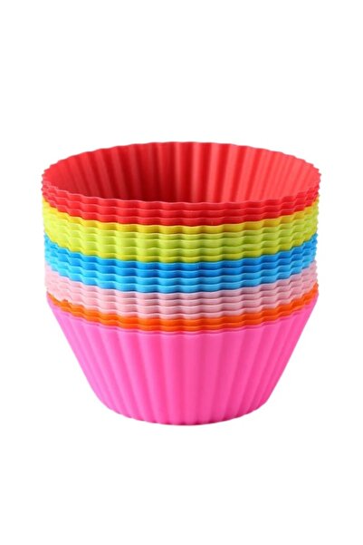 Homea 24'lü Silikon Yıkanabilir Tekrar Kullanıma Uygun Cupcake Muffin Tart Pu...