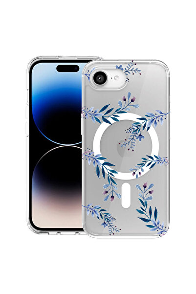 bestcase Carcasă antișoc MagSafe TPU pentru Apple iPhone 16e, flori albastre,...
