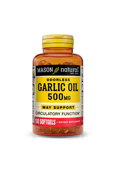 Mason Natural كبسولات زيت الثوم ٥٠٠ ملغ، عديمة الرائحة - ١٠٠ كبسولة