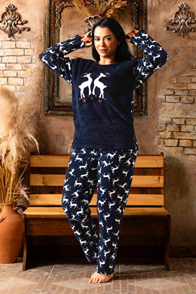 BAMBUTKİDS Plus Size Women's Fleece Plush Pajama Set