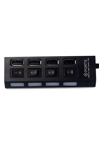 dalimag Hub USB, 4 sloturi, 4 butoane, 4 LED-uri, 11 x 3 x 4 cm, negru,