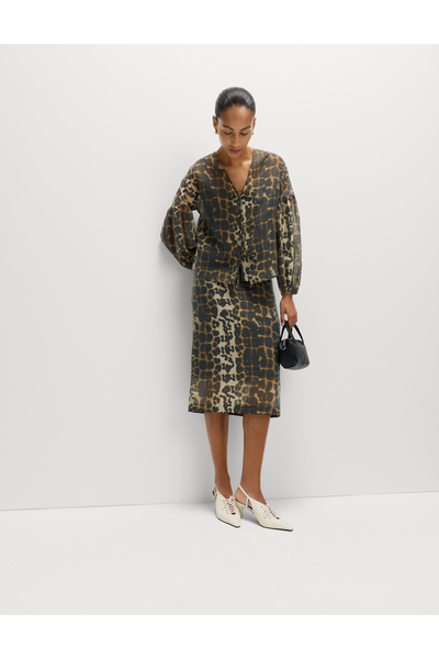 Marks & Spencer Desenli V-Yaka Bağlamalı Bluz