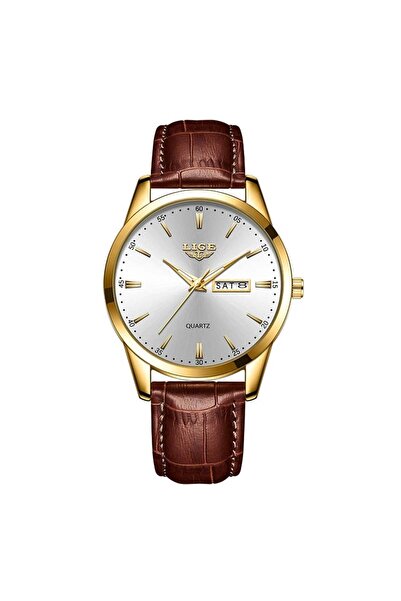 Lige Ceas bărbătesc cuarț analogic maro, piele, indici fosforescenți, dată