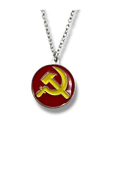 Herşey Nota Sickle and Hammer Red Emblem Unisex Necklace – Symbol of Labor, Unity and Strength