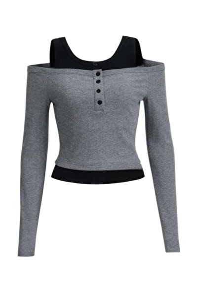 Köstebek Buttoned Street Style Smoked Blouse with Insert Pieces