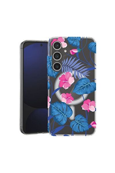 bestcase Carcasă antișoc MagSafe TPU pentru Samsung Galaxy A35, flori albastr...