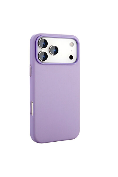 Gpack iPhone 17 Pro uyumlu Kılıf Kupra Deri Görünümlü M-safe Şarj Özellikli Mor