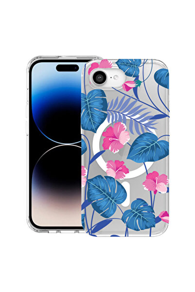 bestcase Carcasă antișoc MagSafe TPU pentru Apple iPhone 16e, flori albastre ...