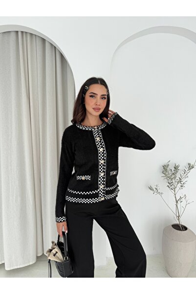 b buhari bykoc سترة تريكو منقوشة ذات ملمس ناعم