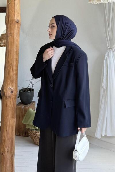 lamelif Decorative Pocket Detailed Hijab Jacket Black
