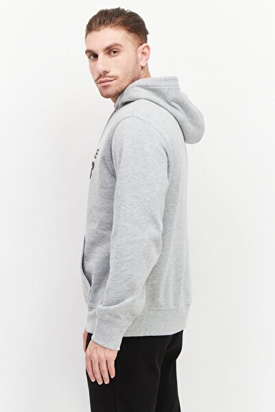 Netflix Men Sportswear Fit Hooded Neck Long Sleeves Running Sweatshirt, Grey