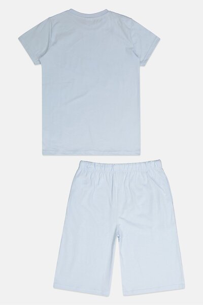 PEANUTS Kids Boy 2 Pieces Graphic Print T-Shirt And Shorts Set, Light Blue